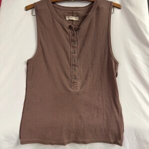 We The Free Women's Tan Buttoned Tank Top